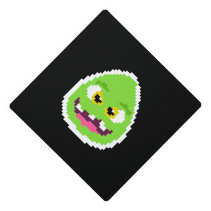 Cute pixeled egg monster graduation cap topper