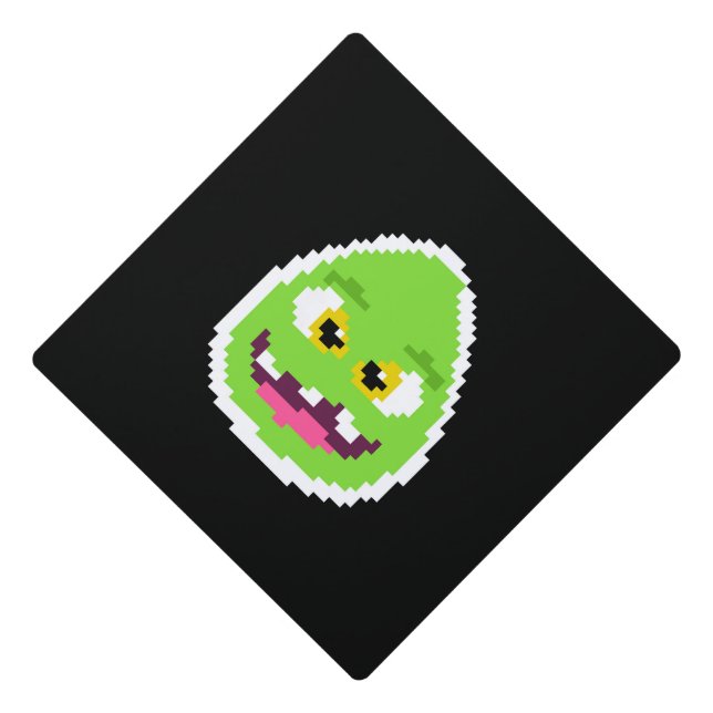 Cute pixeled egg monster graduation cap topper (Front)