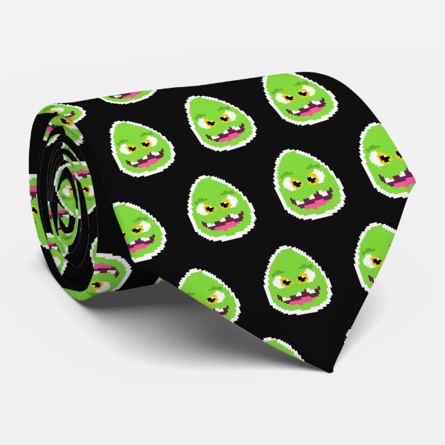 Cute pixeled egg monster neck tie (Rolled)