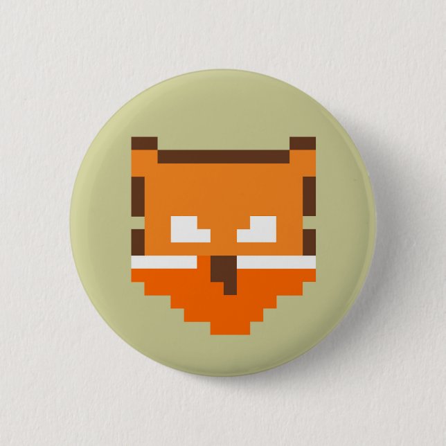 Cute pixeled fox face button (Front)