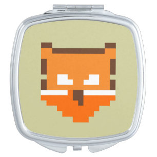 Cute pixeled fox face compact mirror
