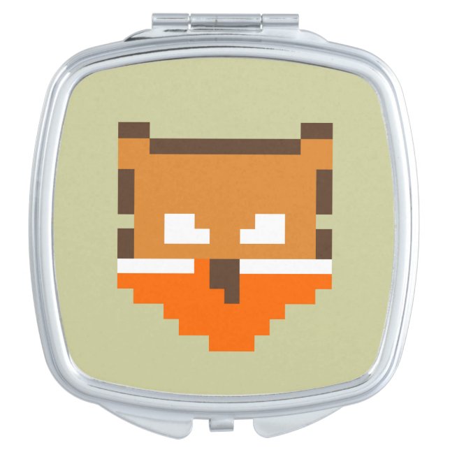 Cute pixeled fox face compact mirror (Front)
