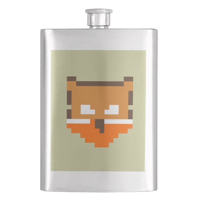 Cute pixeled fox face flask (Front)
