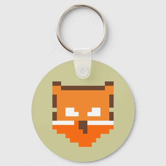 Cute pixeled fox face keychain (Front)