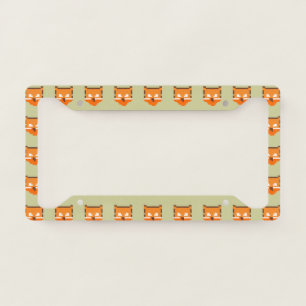 Cute pixeled fox face license plate frame