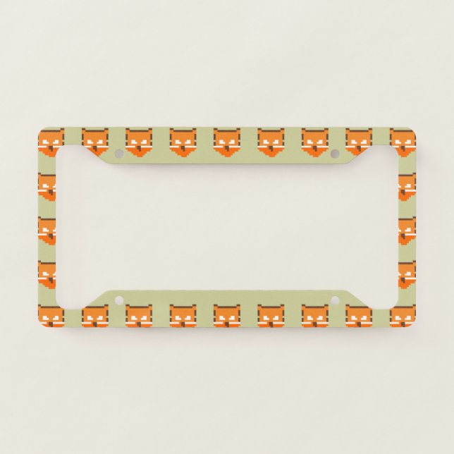 Cute pixeled fox face license plate frame (Front)