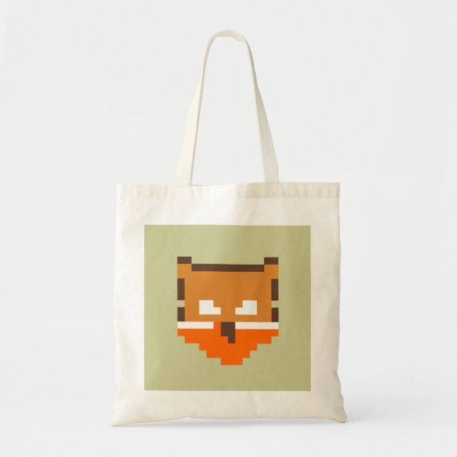 Cute pixeled fox face tote bag (Front)