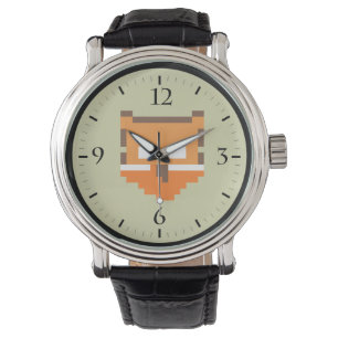 Cute pixeled fox face watch