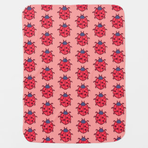 Cute pixeled ladybug insect  baby blanket