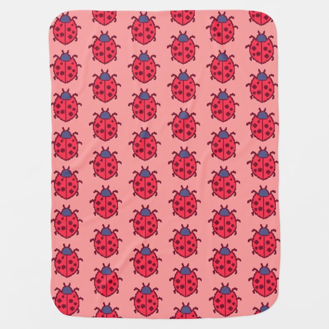 Cute pixeled ladybug insect  baby blanket (Front)