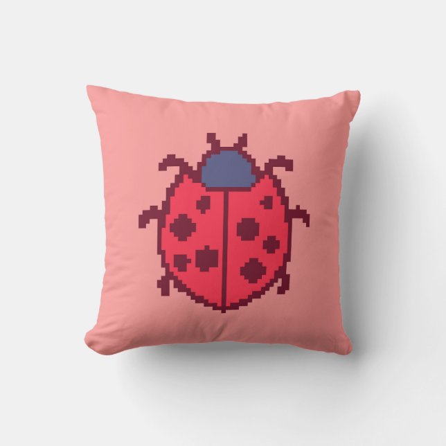 Cute pixeled ladybug insect  throw pillow (Front)
