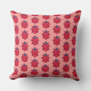 Cute pixeled ladybug insect  throw pillow