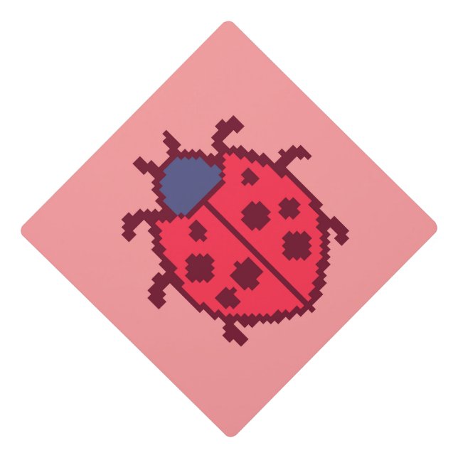 Cute pixeled ladybug insect  throw pillow graduation cap topper (Front)