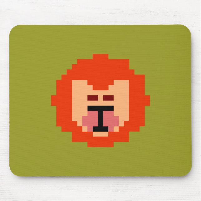 Cute pixeled lion face  mouse pad (Front)
