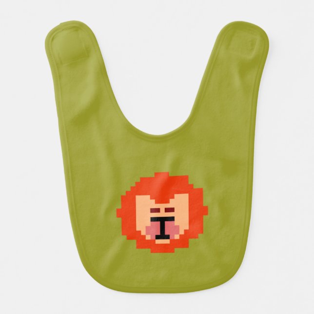 Cute pixeled lion face  throw pillow baby bib (Front)