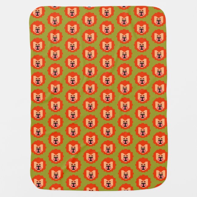 Cute pixeled lion face  throw pillow baby blanket (Front)