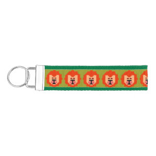 Cute pixeled lion face  throw pillow wrist keychain