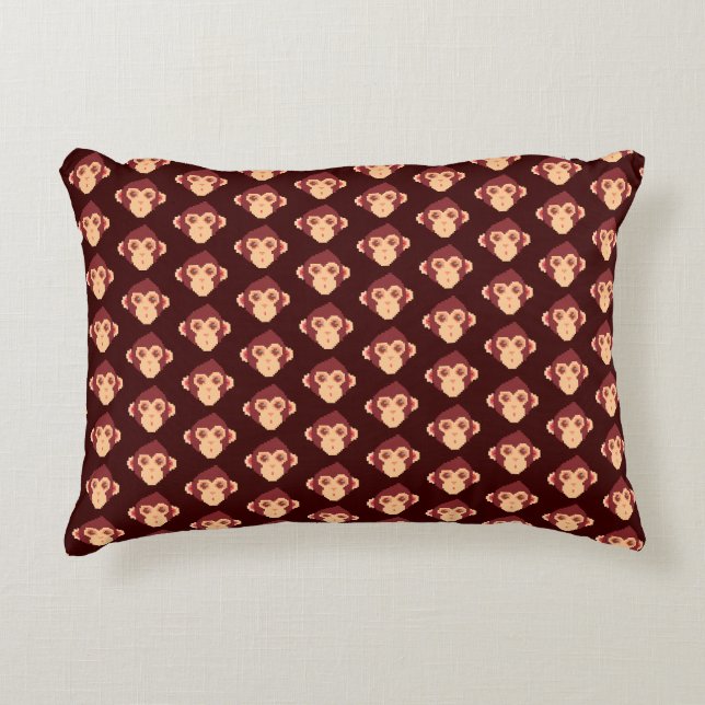 Cute pixeled monkey face accent pillow (Front)