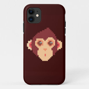 Cute pixeled monkey face notebook iPhone 11 case