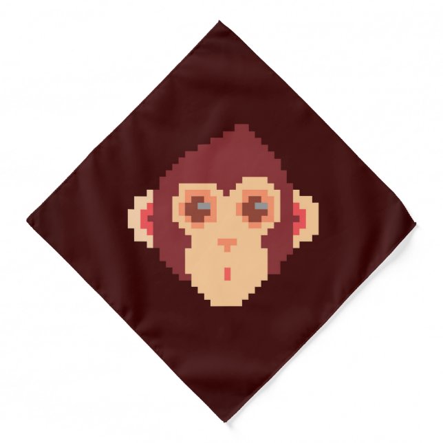 Cute pixeled monkey face notebook HP laptop skin Bandana (Front)