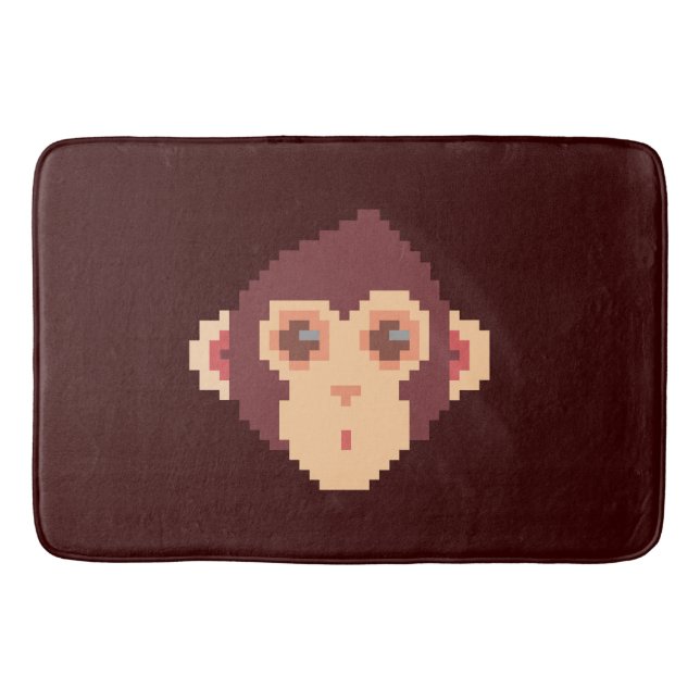 Cute pixeled monkey face notebook HP laptop skin Bath Mat (Front)