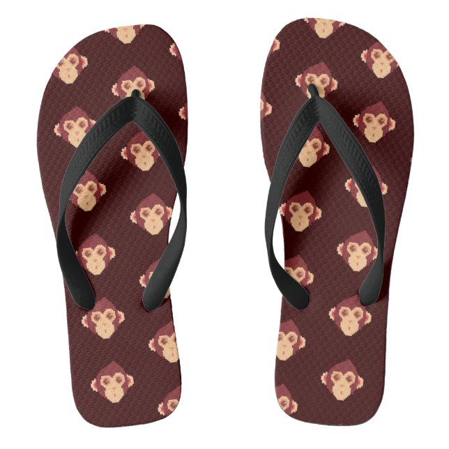 Cute pixeled monkey face notebook HP laptop skin Flip Flops (Footbed)