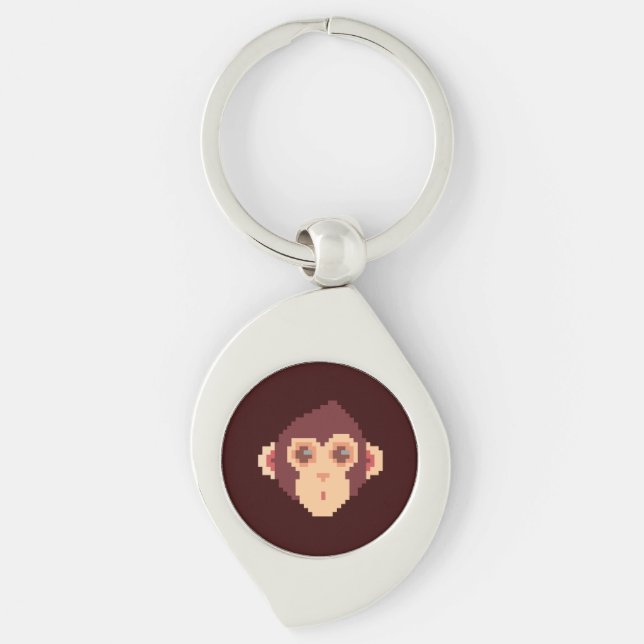 Cute pixeled monkey face notebook HP laptop skin Keychain (Front)