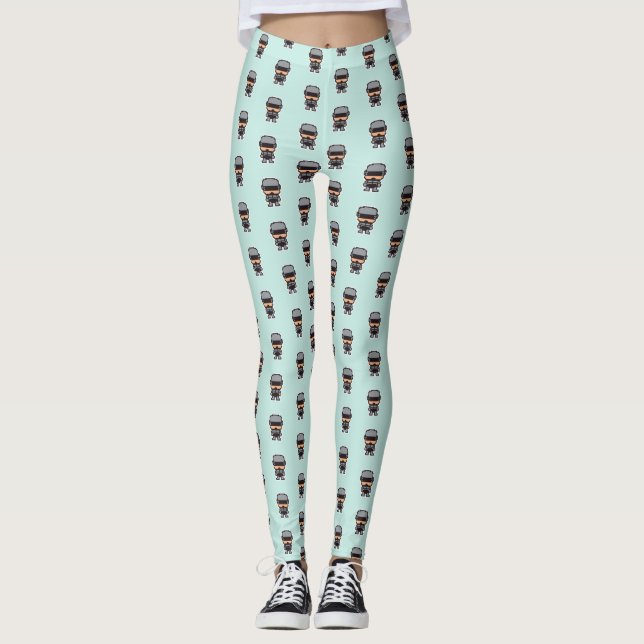Cute pixeled robotCop Leggings (Front)