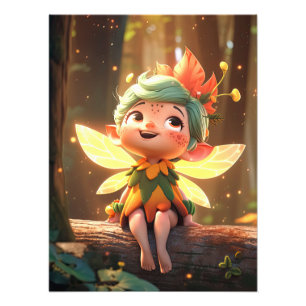 Cute Pixie Elf in the woods Photo Print