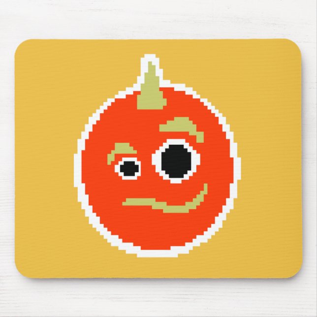 Cute pixled orange monster face  throw pillow mouse pad (Front)