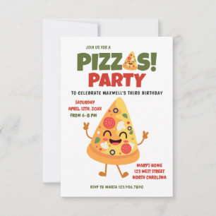 Cute Pizza Birthday Party Invitation