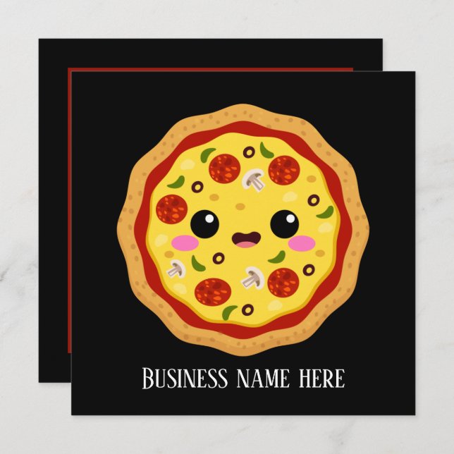 cute pizza business add information  (Front/Back)