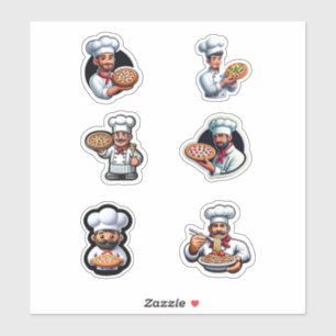 Cute Pizza Chef and Spaghetti Italian Sticker