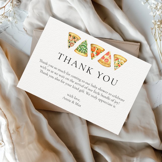 Cute Pizza Co Ed Baby Shower  Thank You Card (Pizza Baby Shower Thank you Card)
