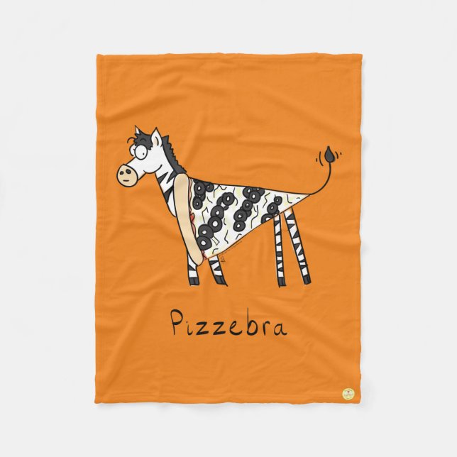 Cute Pizza Funny Zebra Kids Cartoon Fleece Blanket (Front)