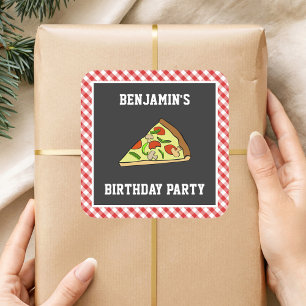 Cute Pizza Kids Birthday Party Favor Sticker