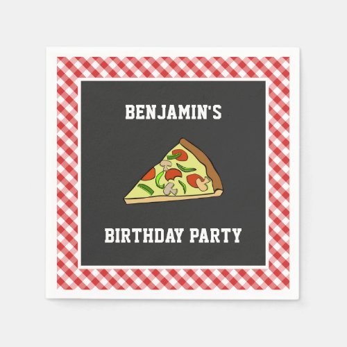 Cute Pizza Kids Birthday Party Paper Napkins