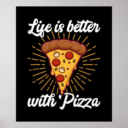 cute pizza life word art Business Vendors Poster