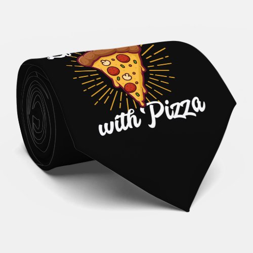 cute pizza life word art neck tie