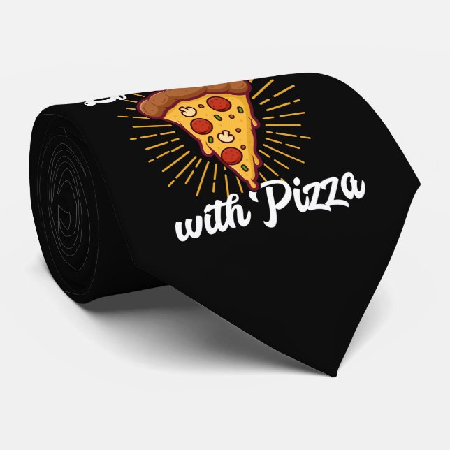 cute pizza life word art neck tie (Rolled)