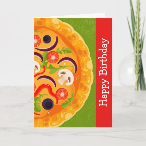 Cute pizza lover colorful food birthday card