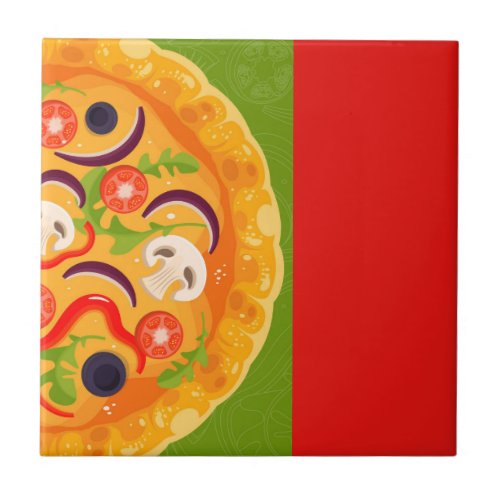 Cute pizza lover colorful food ceramic tile