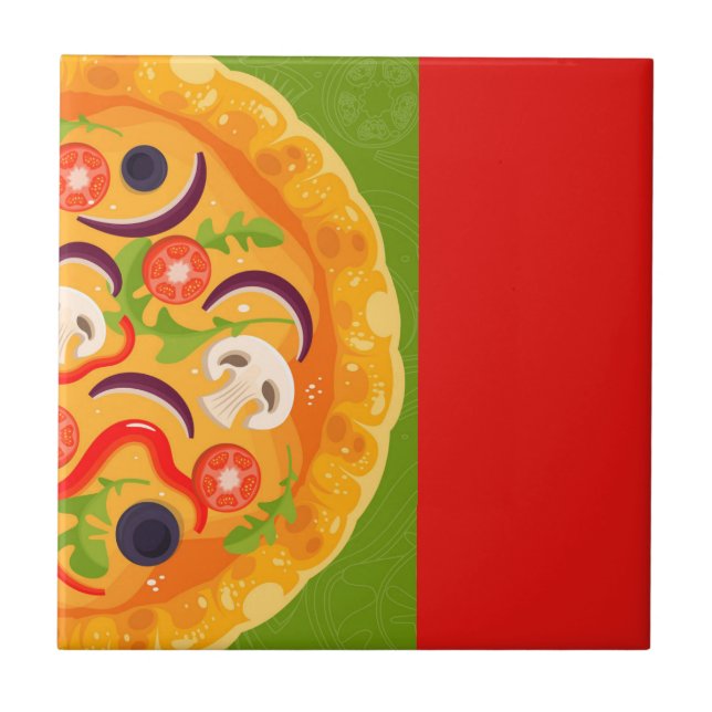 Cute pizza lover colorful food ceramic tile (Front)