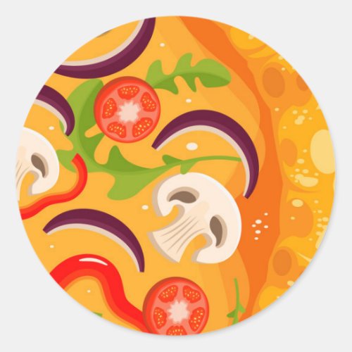 Cute pizza lover colorful food classic round sticker