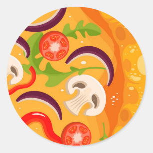 Cute pizza lover colorful food classic round sticker
