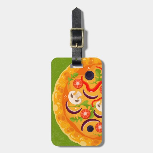 Cute pizza lover colorful food luggage tag