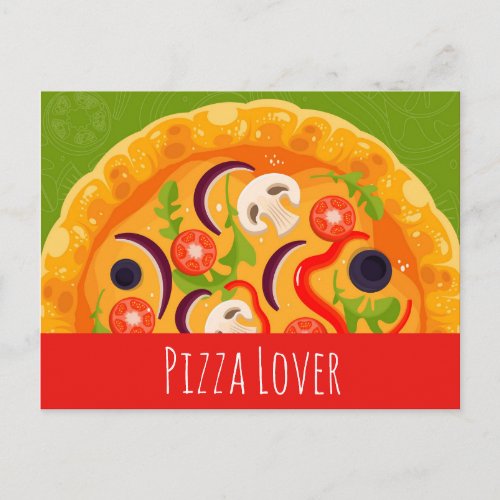 Cute pizza lover colorful food postcard