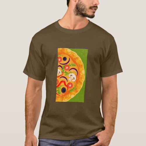 Cute pizza lover colorful food T_Shirt