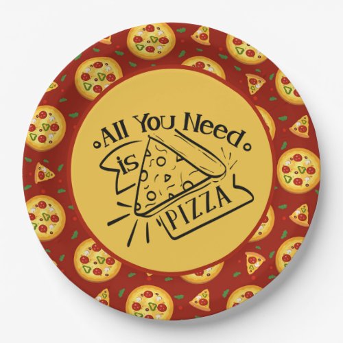 cute pizza lovers party paper plates