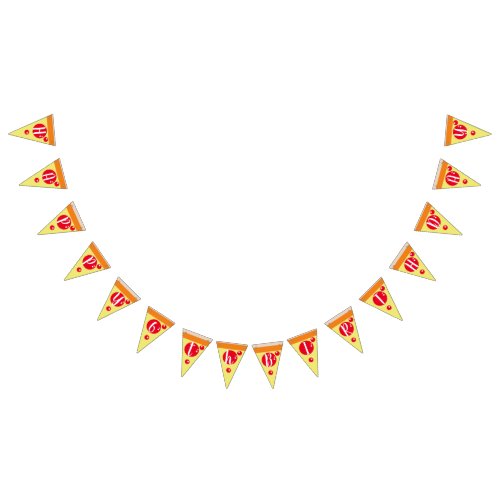 Cute Pizza Meat Slices Birthday  Bunting Flags